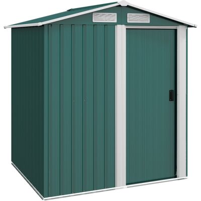 ARRIGONI Abri De Jardin En Acier Avec Toit Incline Et 4 Bouches D'Aeration 152x132x188 Cm Vert - Publicité ARRIGONI Abri De Jardin En Acier Avec Toit Incline Et 4 Bouches D'Aeration 152x132x188 Cm Vert - Publicité