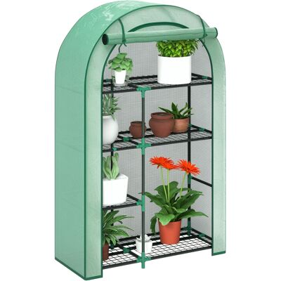 ARRIGONI Mini-serre 4 Etages Avec Bache Plastique Portable Porte Enroulable 100 X 45 X 160 Cm Vert - Publicité ARRIGONI Mini-serre 4 Etages Avec Bache Plastique Portable Porte Enroulable 100 X 45 X 160 Cm Vert - Publicité