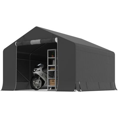 ARRIGONI Abri De Jardin Tente De Stockage Imperméable Abri Moto Porte Enroulable Fermeture Éclair, 300 X 300 X 210 Cm, Gris Foncé - Publicité ARRIGONI Abri De Jardin Tente De Stockage Imperméable Abri Moto Porte Enroulable Fermeture Éclair, 300 X 300 X 210 Cm, Gris Foncé - Publicité