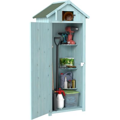 ARRIGONI Armoire De Jardin Extérieur Abri De Jardin En Bois Abri Pour Outils 3 Étagères 2 Portes Loquets Toit Pente Bitumé 77l X 54l X 179h Cm Sapin Traité Bleu - Publicité ARRIGONI Armoire De Jardin Extérieur Abri De Jardin En Bois Abri Pour Outils 3 Étagères 2 Portes Loquets Toit Pente Bitumé 77l X 54l X 179h Cm Sapin Traité Bleu - Publicité