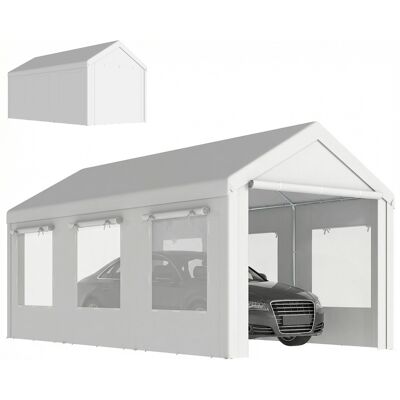 A MOON Abri De Voiture Tente De Garage Protection Uv30+ Hauteur Réglable 6 Fenêtres Et Moustiquaire 3x6m Blanc - Publicité A MOON Abri De Voiture Tente De Garage Protection Uv30+ Hauteur Réglable 6 Fenêtres Et Moustiquaire 3x6m Blanc - Publicité