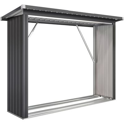 OEM Abri Rangement Bois De Chauffage Gris Foncé Acier 213x66,5x150 Cm Sol Surélevé Toit Incliné - Publicité OEM Abri Rangement Bois De Chauffage Gris Foncé Acier 213x66,5x150 Cm Sol Surélevé Toit Incliné - Publicité