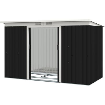 YUDO Abri De Jardin Métallique 6,3m³ 280x130x172cm, Remise Extérieure Avec Toit Incliné Et Porte Coulissante, Résistant Aux Intempéries, Cabanon De Jardin Pour Cour Et Terrasse, Gris Anthracite Foncé - Publicité YUDO Abri De Jardin Métallique 6,3m³ 280x130x172cm, Remise Extérieure Avec Toit Incliné Et Porte Coulissante, Résistant Aux Intempéries, Cabanon De Jardin Pour Cour Et Terrasse, Gris Anthracite Foncé - Publicité