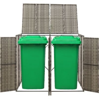 DESIGN IN Abri Pour Poubelle Double Gris 140x80x117 Cm Résine Tressée - Publicité DESIGN IN Abri Pour Poubelle Double Gris 140x80x117 Cm Résine Tressée - Publicité