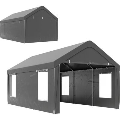 DEVOKO Tente De Garage, Gris Foncé, 3 X 6 M, Avec Portes, Pour Extérieur, Abri Extérieur, Protection Véhicule Matériel - Publicité DEVOKO Tente De Garage, Gris Foncé, 3 X 6 M, Avec Portes, Pour Extérieur, Abri Extérieur, Protection Véhicule Matériel - Publicité