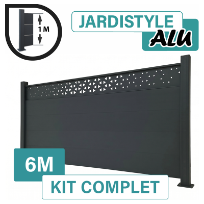 CLOTURE & JARDIN Kit Clôture Aluminium Gris Anthracite 6m - Design Ibiza - Sur Platines - 1 Mètre - Publicité CLOTURE & JARDIN Kit Clôture Aluminium Gris Anthracite 6m - Design Ibiza - Sur Platines - 1 Mètre - Publicité