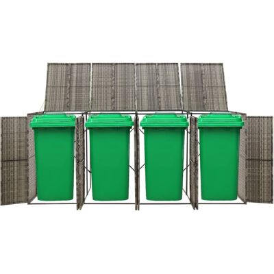 DESIGN IN Abri Pour Poubelle Quadruple Gris 274x80x117 Cm Résine Tressée - Publicité DESIGN IN Abri Pour Poubelle Quadruple Gris 274x80x117 Cm Résine Tressée - Publicité