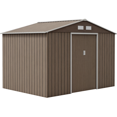 ARRIGONI Abri De Jardin 5,4 M² 2,77 X 1,95 X 1,92 M Kit De Fondation Porte Coulissante Ventilations Acier Galvanisé, Marron Clair - Publicité ARRIGONI Abri De Jardin 5,4 M² 2,77 X 1,95 X 1,92 M Kit De Fondation Porte Coulissante Ventilations Acier Galvanisé, Marron Clair - Publicité