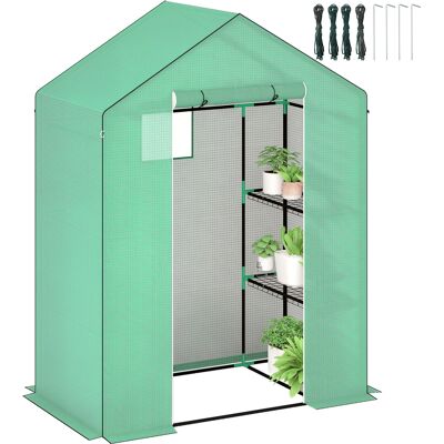 ARRIGONI Serre De Jardin Avec Etageres Mini Serre Resistante Aux Uv Fenetres En Filet Porte Zippee 143x74x190 Cm Vert - Publicité ARRIGONI Serre De Jardin Avec Etageres Mini Serre Resistante Aux Uv Fenetres En Filet Porte Zippee 143x74x190 Cm Vert - Publicité