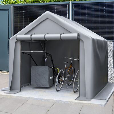 OKWISH Abri À Vélos 244x241x217 Cm En Métal, Tente Garage Extérieure Imperméable Avec Porte Enroulable, Gris Foncé - Publicité OKWISH Abri À Vélos 244x241x217 Cm En Métal, Tente Garage Extérieure Imperméable Avec Porte Enroulable, Gris Foncé - Publicité