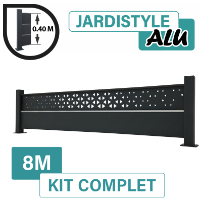 CLOTURE & JARDIN Kit Clôture Aluminium Gris Anthracite 8m - Design Ibiza Avec Liseré - Sur Platines - 0,40 Mètre - Publicité CLOTURE & JARDIN Kit Clôture Aluminium Gris Anthracite 8m - Design Ibiza Avec Liseré - Sur Platines - 0,40 Mètre - Publicité