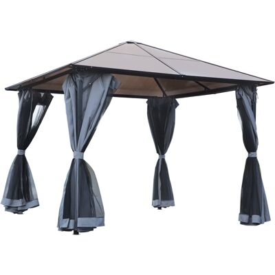 ACKERMAN Pavillon Avec Toit En Polycarbonate, Rideaux Avec Moustiquaire, Structure En Aluminium, Gris Foncé, 3 X 3 M - Publicité ACKERMAN Pavillon Avec Toit En Polycarbonate, Rideaux Avec Moustiquaire, Structure En Aluminium, Gris Foncé, 3 X 3 M - Publicité