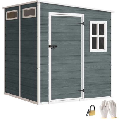 ARRIGONI Abri De Jardin Cabanon De Stockage Plancher Structure Aluminium 3 Fenêtres 2 Aérations 182x182x183cm Gris Effet Bois - Publicité ARRIGONI Abri De Jardin Cabanon De Stockage Plancher Structure Aluminium 3 Fenêtres 2 Aérations 182x182x183cm Gris Effet Bois - Publicité
