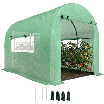 ARRIGONI Serre Tunnel De Jardin 3x2x2 M En Acier Et Pe Anti Uv Avec Portes Enroulables Et Fenetres Vert - Publicité ARRIGONI Serre Tunnel De Jardin 3x2x2 M En Acier Et Pe Anti Uv Avec Portes Enroulables Et Fenetres Vert - Publicité