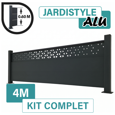 CLOTURE & JARDIN Kit Clôture Aluminium Gris Anthracite 4m - Design Ibiza - Sur Platines - 0,60 Mètre - Publicité CLOTURE & JARDIN Kit Clôture Aluminium Gris Anthracite 4m - Design Ibiza - Sur Platines - 0,60 Mètre - Publicité