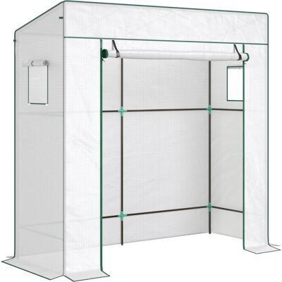 ACKERMAN Serre À Tomates, Serre Tunnel Avec Porte Sectionnelle, Fenêtre Grillagée, Toit Incliné, 196 X 77 X 197 Cm, Blanche - Publicité ACKERMAN Serre À Tomates, Serre Tunnel Avec Porte Sectionnelle, Fenêtre Grillagée, Toit Incliné, 196 X 77 X 197 Cm, Blanche - Publicité