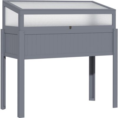 ACKERMAN Potager Surélevé En Bois Avec Châssis Froid, Serre 2 En 1 Pour Tomates Et Légumes, Polycarbonate Gris, 120 X 54 X 112/122 Cm - Publicité ACKERMAN Potager Surélevé En Bois Avec Châssis Froid, Serre 2 En 1 Pour Tomates Et Légumes, Polycarbonate Gris, 120 X 54 X 112/122 Cm - Publicité