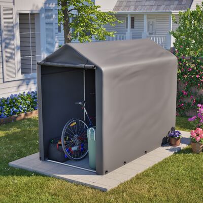 VIVACASA Abri Jardin Portable 187x100x160 Cm Structure Acier Bâche Gris Foncé Rangement Vélos Outils Extérieur Compact Résistant - Publicité VIVACASA Abri Jardin Portable 187x100x160 Cm Structure Acier Bâche Gris Foncé Rangement Vélos Outils Extérieur Compact Résistant - Publicité