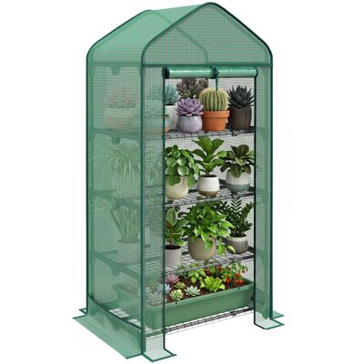 ARRIGONI Serre Pour Plantes A 4 Etageres Avec Porte Enroulable En Metal Et Pe 69x49x158 Cm Vert Fonce - Publicité ARRIGONI Serre Pour Plantes A 4 Etageres Avec Porte Enroulable En Metal Et Pe 69x49x158 Cm Vert Fonce - Publicité