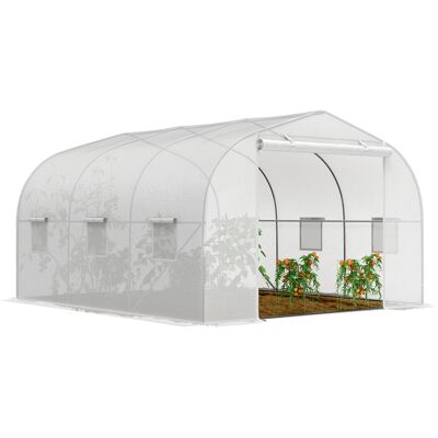 ARRIGONI Serre De Jardin Serre Tunnel De Jardin Dim. 3,5l X 3l X 2h M Porte + 6 Fenêtres Enroulables Acier Galvanisé Bâche Pe Haute Densité Blanc - Publicité ARRIGONI Serre De Jardin Serre Tunnel De Jardin Dim. 3,5l X 3l X 2h M Porte + 6 Fenêtres Enroulables Acier Galvanisé Bâche Pe Haute Densité Blanc - Publicité