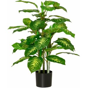 Homcom - Arbre artificiel plante artificielle Calathea h. 95 cm tronc branches lichen feuilles grand réalisme pot inclus - Publicité