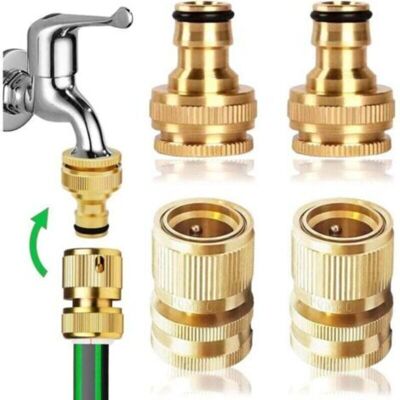 SANS MARQUE Lot De 2 Paires De Tuyaux D'Arrosage 2 En 1 1/2" Et 1,9 Cm 2 En 1 Connecteur Rapide En Laiton Connecteur Rapide D'Extrémité De Tuyau D'Arrosage Kit De Connexion Pour Cuisine Jardin Extérieur - Publicité SANS MARQUE Lot De 2 Paires De Tuyaux D'Arrosage 2 En 1 1/2" Et 1,9 Cm 2 En 1 Connecteur Rapide En Laiton Connecteur Rapide D'Extrémité De Tuyau D'Arrosage Kit De Connexion Pour Cuisine Jardin Extérieur - Publicité