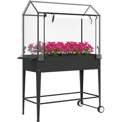 MIDUODUO Carré Potager Pieds Bâche Pvc Jardinière Surélevée Roues Trou Drainage 100x45x152 Cm Noir - Publicité MIDUODUO Carré Potager Pieds Bâche Pvc Jardinière Surélevée Roues Trou Drainage 100x45x152 Cm Noir - Publicité