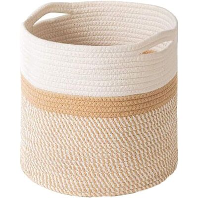 MOXIE Corde Coton Panier À Plantes, Panier Tissé De Fleurs, Paniers De Tressé Pliable A Vec Poignée Panier De Rangement, Panier De Plantes Pour Pot De Fleurs Coton Stand Home Decor, 25cm X 25cm - Publicité MOXIE Corde Coton Panier À Plantes, Panier Tissé De Fleurs, Paniers De Tressé Pliable A Vec Poignée Panier De Rangement, Panier De Plantes Pour Pot De Fleurs Coton Stand Home Decor, 25cm X 25cm - Publicité