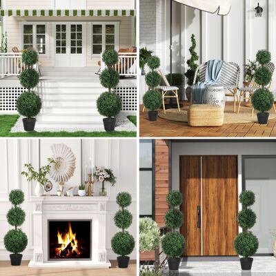 ACIRIHO Lot De 2 Arbres Artificiels 101,6 Cm 3 Boules De Buis Topiaires Fausse Plante Vert Pe Avec Pot Intérieur Et Extérieur - Publicité ACIRIHO Lot De 2 Arbres Artificiels 101,6 Cm 3 Boules De Buis Topiaires Fausse Plante Vert Pe Avec Pot Intérieur Et Extérieur - Publicité