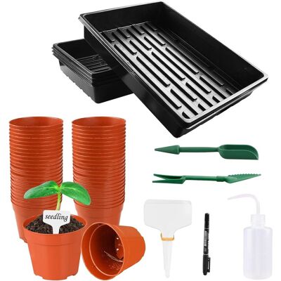 GRASSLIN 50 Pots De Pépinière, 8 Cm, Plastique, Trous Drainage, 4 Plateaux Semis, Ps, Outils Jardinage, Intérieur Extérieur - Publicité GRASSLIN 50 Pots De Pépinière, 8 Cm, Plastique, Trous Drainage, 4 Plateaux Semis, Ps, Outils Jardinage, Intérieur Extérieur - Publicité