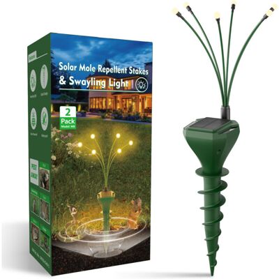 XISRENS Lot De 2 Répulsifs Anti-taupes Pour Pelouse, Piquets Solaires Anti-gaufres Pour Extérieur Avec Lumière Oscillante, Élimine Les Campagnols Serpents, Marmottes, Tamias Sans Piège Mortel, Étanche Et Sans - Publicité XISRENS Lot De 2 Répulsifs Anti-taupes Pour Pelouse, Piquets Solaires Anti-gaufres Pour Extérieur Avec Lumière Oscillante, Élimine Les Campagnols Serpents, Marmottes, Tamias Sans Piège Mortel, Étanche Et Sans - Publicité