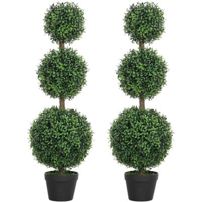 DEVOKO Lot 2 Arbres Artificiels Vert 101,6cm 3 Boules Buis Topiaires Pot Inclus Déco Intérieur Extérieur - Publicité DEVOKO Lot 2 Arbres Artificiels Vert 101,6cm 3 Boules Buis Topiaires Pot Inclus Déco Intérieur Extérieur - Publicité