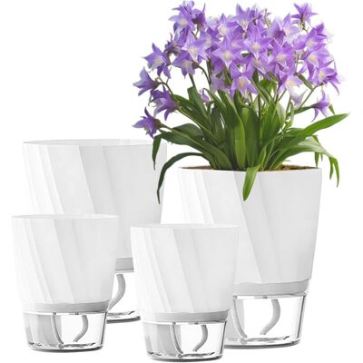 Generic 4 Pcs Pots De Fleurs En Plastique,20/15/12cm Pot De Fleurs Auto-arrosant,bac A Reserve D'Eau Pour Plante Interieur Pour Planter Les Plantes - Publicité Generic 4 Pcs Pots De Fleurs En Plastique,20/15/12cm Pot De Fleurs Auto-arrosant,bac A Reserve D'Eau Pour Plante Interieur Pour Planter Les Plantes - Publicité