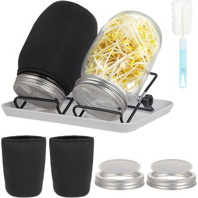 GRASSLIN 2 - Germoir À Graines - Pot En Verre - Couvercle En Acier Inoxydable - Pour Microgreens Et Pousses - Cuisine Et Jardin - Noir - 32oz - Publicité GRASSLIN 2 - Germoir À Graines - Pot En Verre - Couvercle En Acier Inoxydable - Pour Microgreens Et Pousses - Cuisine Et Jardin - Noir - 32oz - Publicité