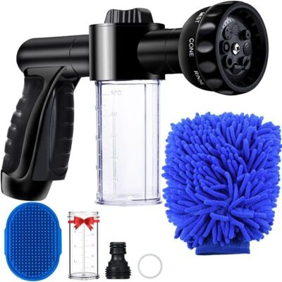 AAMIRA Pistolet Arrosage Pour Tuyau Arrosage Avec Réservoir Savon 8 Modes, Pistolet Pulvérisateur D'Eau En Mousse De Jardin Lavage De Voiture,chien, Chat, Arrosage Plantes, Pelouses - Publicité AAMIRA Pistolet Arrosage Pour Tuyau Arrosage Avec Réservoir Savon 8 Modes, Pistolet Pulvérisateur D'Eau En Mousse De Jardin Lavage De Voiture,chien, Chat, Arrosage Plantes, Pelouses - Publicité