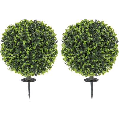 DEVOKO Ensemble De 2 Plantes Artificielles, Boules En Buis Artificielles Avec Piquet, Pour L'Intérieur Comme L'Extérieur, Résistantes Aux Uv - Publicité DEVOKO Ensemble De 2 Plantes Artificielles, Boules En Buis Artificielles Avec Piquet, Pour L'Intérieur Comme L'Extérieur, Résistantes Aux Uv - Publicité