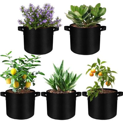 Vision Lot De 5 Sacs De Plantation, 20 L, 30 Cm De Diamètre, 25 Cm De Hauteur, En Tissu Non Tissé Avec Poignées, Pour Plantes, Fraisiers, Fleurs, Noirs - Publicité Vision Lot De 5 Sacs De Plantation, 20 L, 30 Cm De Diamètre, 25 Cm De Hauteur, En Tissu Non Tissé Avec Poignées, Pour Plantes, Fraisiers, Fleurs, Noirs - Publicité