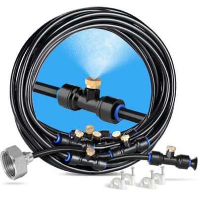 ABYSSE Système De Brumisation - Bras De 15 M + 21 Buses En Laiton + 1 Adaptateur En Laiton (1,9 Cm) - Système De Brumisation Extérieur Pour Terrasse, Jardin, Serre, Parc - Publicité ABYSSE Système De Brumisation - Bras De 15 M + 21 Buses En Laiton + 1 Adaptateur En Laiton (1,9 Cm) - Système De Brumisation Extérieur Pour Terrasse, Jardin, Serre, Parc - Publicité