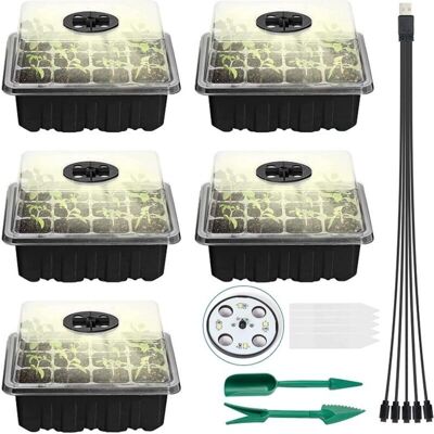 OEM Plateau De Semis 5 Pièces Propagateur De Plantes Avec Lumière Plateau De Départ Rembourré Pour Semis Avec Fenêtre Ajustable Pour Serres Et Jardins (noir)-crezuo - Publicité OEM Plateau De Semis 5 Pièces Propagateur De Plantes Avec Lumière Plateau De Départ Rembourré Pour Semis Avec Fenêtre Ajustable Pour Serres Et Jardins (noir)-crezuo - Publicité