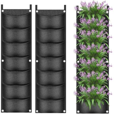 OEM 2 Pièces Sacs De Culture De Plantes Suspendus, 7 Poches Jardinière Murale Sac Pour Pot De Fleurs Vertical Sacs De Culture Respirants En Tissu Non Tissé Pour Cour Jardin Maison Décoration (noir)-dou - Publicité OEM 2 Pièces Sacs De Culture De Plantes Suspendus, 7 Poches Jardinière Murale Sac Pour Pot De Fleurs Vertical Sacs De Culture Respirants En Tissu Non Tissé Pour Cour Jardin Maison Décoration (noir)-dou - Publicité