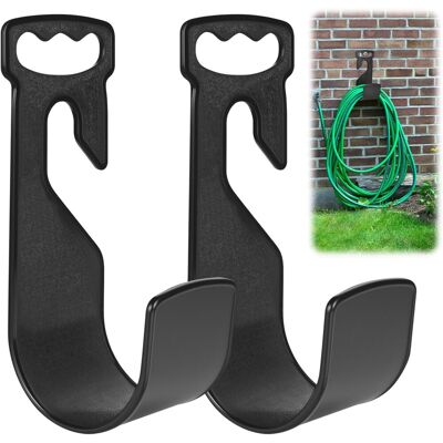 GRASSLIN Lot De 2 Supports Mural, Crochet Robuste, Plastique Noir, Pour Tuyau Arrosage, Jardin Garage - Publicité GRASSLIN Lot De 2 Supports Mural, Crochet Robuste, Plastique Noir, Pour Tuyau Arrosage, Jardin Garage - Publicité