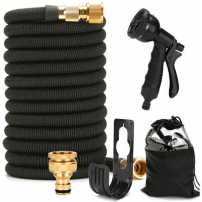 URSUS Tuyau D'Arrosage Extensible Haute Pression De 15m/50ft - Avec Pistolet À 8 Fonctions Pour Nettoyage Et Arrosage - Noir- - Publicité URSUS Tuyau D'Arrosage Extensible Haute Pression De 15m/50ft - Avec Pistolet À 8 Fonctions Pour Nettoyage Et Arrosage - Noir- - Publicité