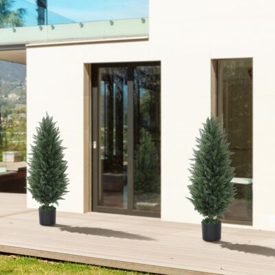 Ensemble Irovami De 2 Cyprès Artificiels, Arbres Artificiels À 831 Feuilles, Avec Pot En Ciment, Résistants Aux Uv, Plante Artificielle, 90 Cm, Vert - Publicité Ensemble Irovami De 2 Cyprès Artificiels, Arbres Artificiels À 831 Feuilles, Avec Pot En Ciment, Résistants Aux Uv, Plante Artificielle, 90 Cm, Vert - Publicité
