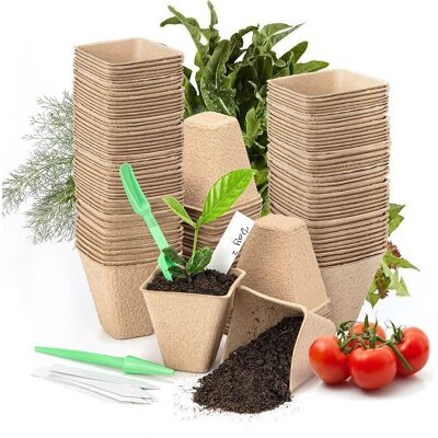 PELTOR 100 Pièces Pots De Semis Biodégradable Godets De Repiquage 8cm Carré Godet Semis Pot Jardinage Avec 100 Étiquettes De Plantes Pour Graine Légumes Fleurs Succulentes - Publicité PELTOR 100 Pièces Pots De Semis Biodégradable Godets De Repiquage 8cm Carré Godet Semis Pot Jardinage Avec 100 Étiquettes De Plantes Pour Graine Légumes Fleurs Succulentes - Publicité