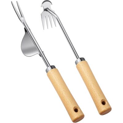 GRASSLIN 2 Pcs Outil Désherbage - Acier Inoxydable - Poignée Bois - Extraction Racines Mauvaises Herbes - Jardinage Ferme - Multidusage - Naturel - 32,5cm - Publicité GRASSLIN 2 Pcs Outil Désherbage - Acier Inoxydable - Poignée Bois - Extraction Racines Mauvaises Herbes - Jardinage Ferme - Multidusage - Naturel - 32,5cm - Publicité