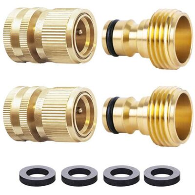 ABYSSE 2 Paires De Tuyaux D'Arrosage 2 En 1 3/4 Pouces 2 En 1 En Laiton, Connecteur Rapide, Kit De Connexion Pour Tuyau D'Arrosage, Pour Cuisine, Jardin, Extérieur - Publicité ABYSSE 2 Paires De Tuyaux D'Arrosage 2 En 1 3/4 Pouces 2 En 1 En Laiton, Connecteur Rapide, Kit De Connexion Pour Tuyau D'Arrosage, Pour Cuisine, Jardin, Extérieur - Publicité