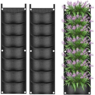 OEM 2 Pièces Sacs De Culture De Plantes Suspendus, 7 Poches Jardinière Murale Sac Pour Pot De Fleurs Vertical Sacs De Culture Respirants En Tissu Non Tissé Pour Cour Jardin Maison Décoration (noir-crezuo - Publicité OEM 2 Pièces Sacs De Culture De Plantes Suspendus, 7 Poches Jardinière Murale Sac Pour Pot De Fleurs Vertical Sacs De Culture Respirants En Tissu Non Tissé Pour Cour Jardin Maison Décoration (noir-crezuo - Publicité