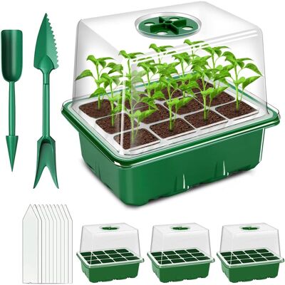 GRASSLIN 3 Pièces Plateau Semis, Couvercle Transparent, Aération Réglable, Pour Germination Graines, Intérieur Jardin - Publicité GRASSLIN 3 Pièces Plateau Semis, Couvercle Transparent, Aération Réglable, Pour Germination Graines, Intérieur Jardin - Publicité
