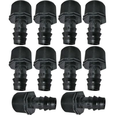 MOXIE Lot De 10 Adaptateurs/raccords Mâles Cannelés Ø16mmx3/4'' De Tuyau Goutte À Goutte Filetage Externe (pour Tuyau De Ø16mm) - Connecteur Pour Système D'Irrigation/arrosage - Publicité MOXIE Lot De 10 Adaptateurs/raccords Mâles Cannelés Ø16mmx3/4'' De Tuyau Goutte À Goutte Filetage Externe (pour Tuyau De Ø16mm) - Connecteur Pour Système D'Irrigation/arrosage - Publicité
