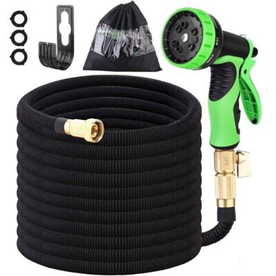 ABYSSE Tuyau D'Arrosage Extensible, Avec Pistolet Pulvérisateur 10 Modes Et Connecteurs En Laiton Massif, Vert - 25 Pieds - Publicité ABYSSE Tuyau D'Arrosage Extensible, Avec Pistolet Pulvérisateur 10 Modes Et Connecteurs En Laiton Massif, Vert - 25 Pieds - Publicité
